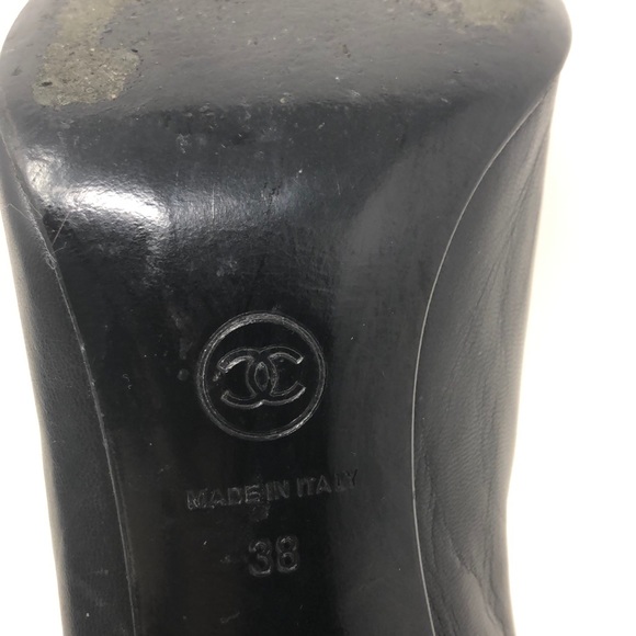 CHANEL Black Leather High Heel Ankle Boots - Picture 8 of 12